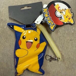 Bioworld Blue Pikachu Keychain ID holder